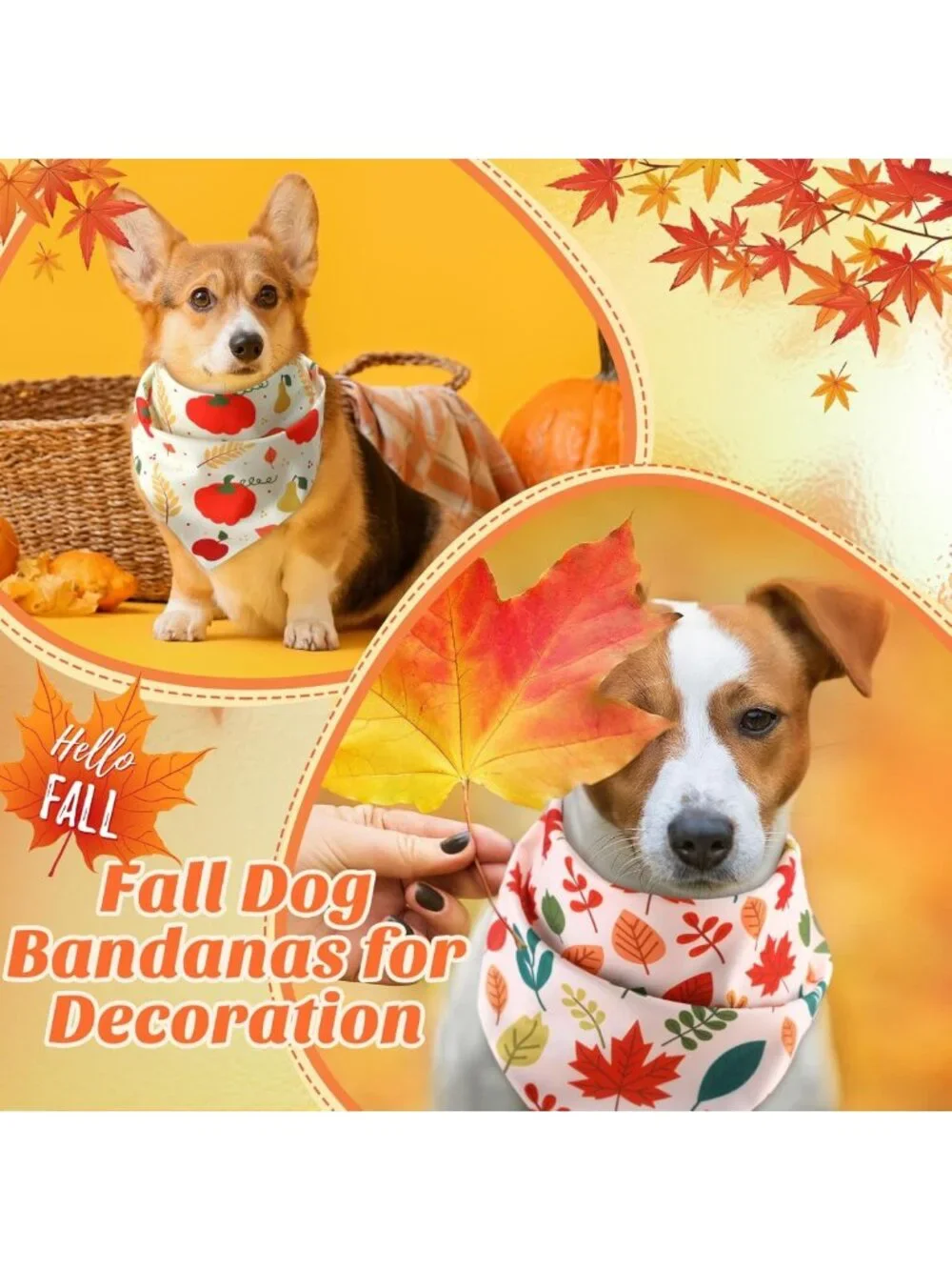 240 Pcs Fall Dog Bandanas - Cute Autumn Accessories for Pets, Thanksgiving Style